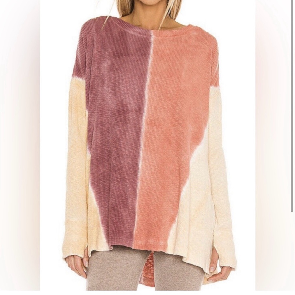 We the free Logan Tee in Star Anise Combo Ribbed tunic top Size S Free People